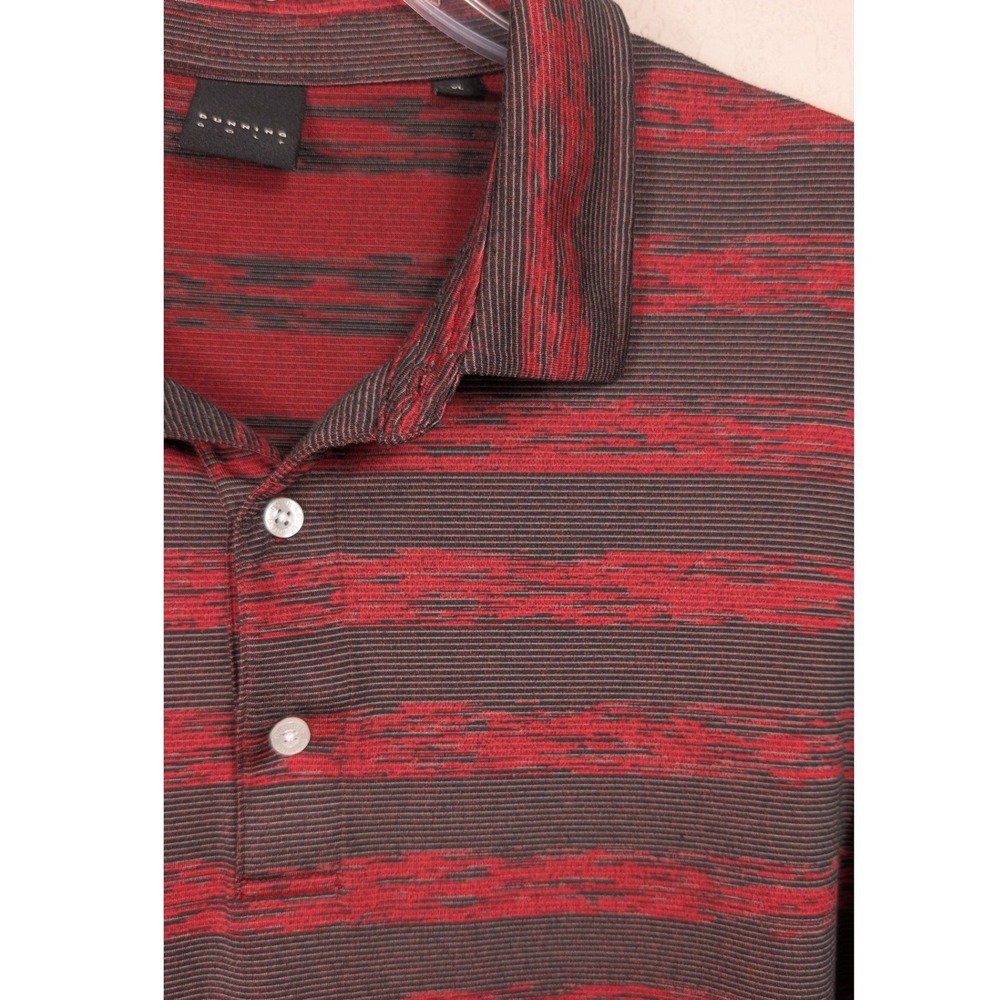 Dunning Golf Polo Shirt Mens XL Red Black Striped Space Dye Stretch Short Sleeve